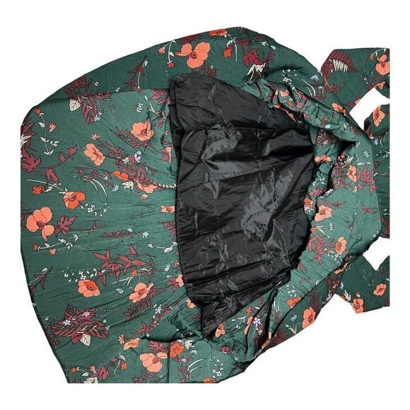 Floral Dress‎ Women’s M Green Modest Long Sleeve Pleated Elastic Waist - Picture 6 of 16